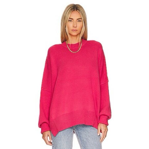 Free People Easy Street Slouchy Tunic Sweater Top Strawberry Spritz - Picture 1 of 14